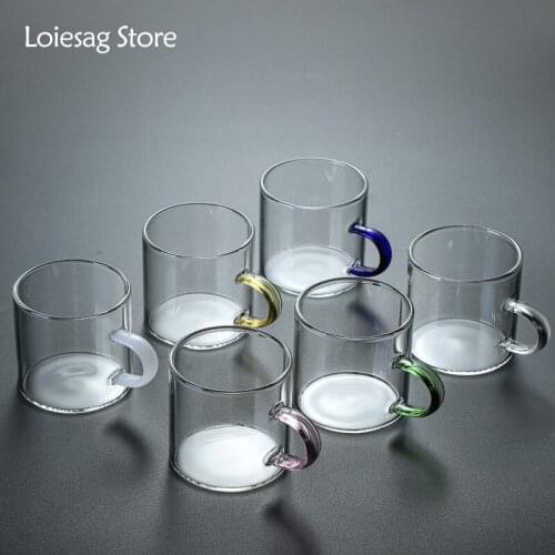 Loiesag Wholesale High Borosilicate Glass Small Tea Cup With Handle Transparent Kung Fu Tea Cups Travel Portable Glass Water Cup
