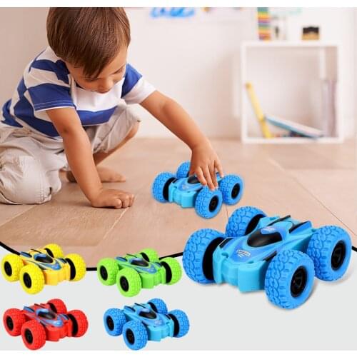 Voiture Double-sided Inertial Toy Car Fashion Birthday Gift 360-degree Rotating Cross-country Stunt Pull Back Car Toys For Boy