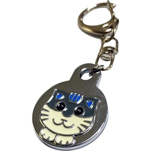 Cute Cartoon Metal Pet Tag Enameled Cat Engravable Dog ID Tag Cat Name Tag with Lobster Clasp Dog Collar Accessories
