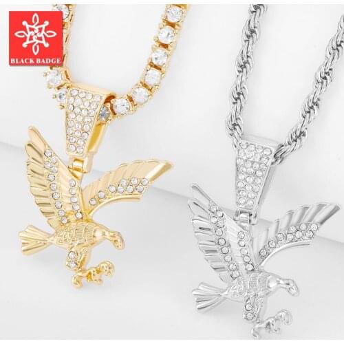 Fashion Classic Wings Fierce Eagle Metal Pendant Tennis Necklace Bird Animal Charm Cuban Necklace Mens Hip Hop Jewelry Gift