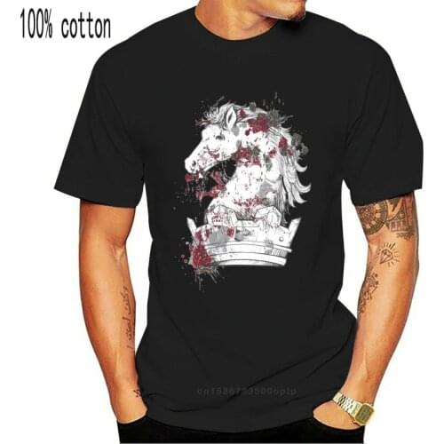 Horse King 2018 Chess Piece Print Men White T Shirt Cotton Unfading Casual Cartoon T-Shirt Short Sleeve FatherGift Tops