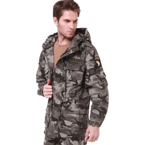 Military Uniform Mens M65 Trench Coat Male Solid Camouflage Wadded 101st Airborne Force Fleece Jacket Coat Men Clothing