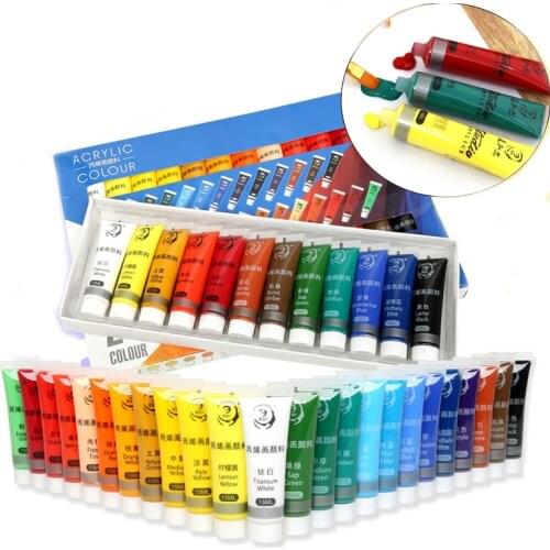 12/24 Colors 15ML Acrylic Paint Set Color Paint For Fabric Clothing Nail Glass Drawing Painting For Kids Waterproof Art Supplies