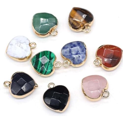 Natural Stone Pendant Section Hear Shaped Semi-precious Pendant For Jewelry Making DIY Necklace Bracelet Earrings Accessory