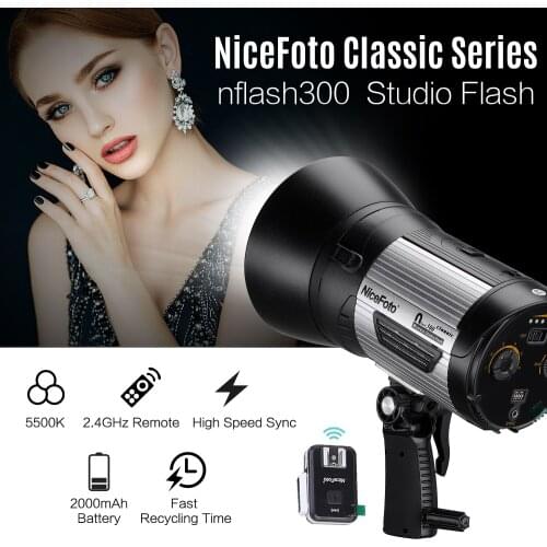 NiceFoto Classic Series nflash300 Wireless Studio Flash Light Portable 5500K Strobe Lighting Lamp 0.1-2s Fast Recycling Time HSS