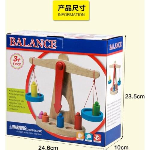 New Montessori Educational Toy Small Wooden New Balance Scale Toy With 6 Weights For Kids Baby Birthday Gifts Hot Sale