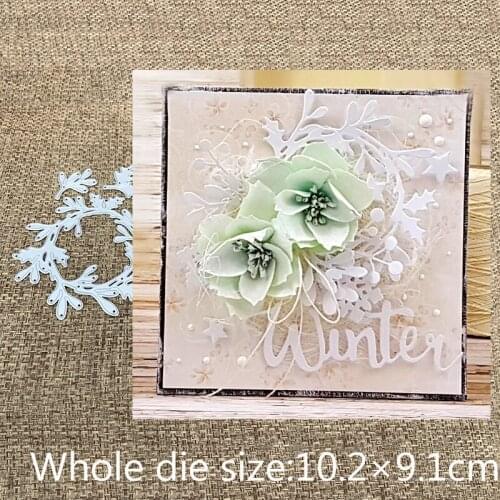 New Design Craft Metal Cutting Dies cut die 3pcs leaves ring frame Scrapbooking Album DIY Paper Card Craft Embossing Die Cuts