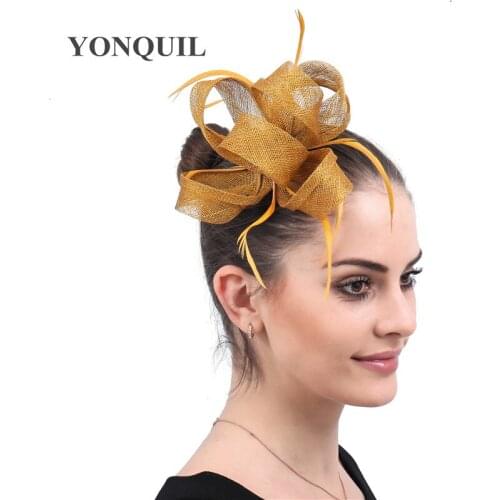 New Style Girls Headwear Female Party Feather Fascinators Hat Cap Formal Dress Wedding Headband Hair Clip For Womens Fedora Caps