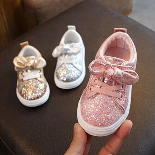 1-3Years Toddler Baby Girls Bow Sequin Crib Shoe Trend Casual Shoes Cute Party Princess Shoes Newborn Prewalkers Lovely Gift New
