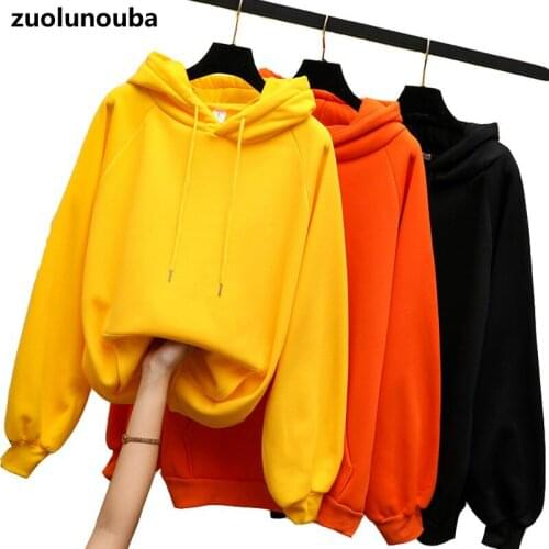 2020 Fall And Winter Solid Color Female Hoodie Casual Loose All-match Women Sweatshirt Pocket Drawstring Commuter Girl Pullover