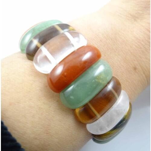 Wholesale Natural Multi-color stone bracelet energy Bangles Stretch Chain Natural Stone inradius chunky Bracelets Jewelry P24