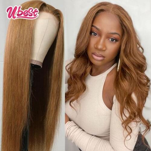 Ubest Honey Blonde Body Wave Human Hair Wigs Malaysian Straight Lace Front Wig Whole Sale for Women Transparent Lace Frontal Wig