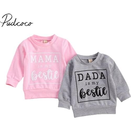 Pudcoco 2020 Newborn Kids Baby Long Sleeve Letter Print Top Long Sleeve Top for Baby Boys Girls Sister Brother Matching Tops