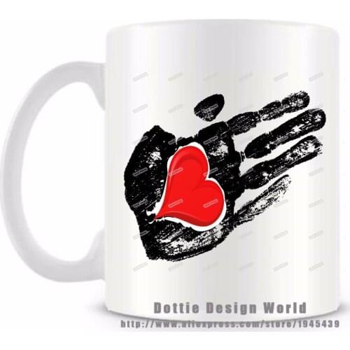 Hand with Heart funny novelty travel mug 11oz Ceramic White coffee tea milk cup Personalized Birthday Easter Mothers day gifts