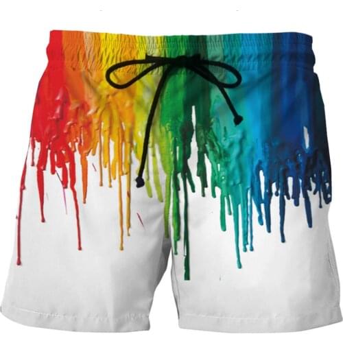 LOVE SPARK New Big Size Mens Running Shorts Colorful Painting Print Elastic Waist Jogging Running Gym White Sports Shorts 6XL