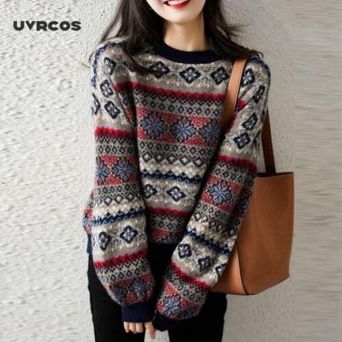 Casual Sweater Womens 2021 Autumn And Winter Pullover Round Neck Lazy Thick Ethnic Plus Size Womens Clothing