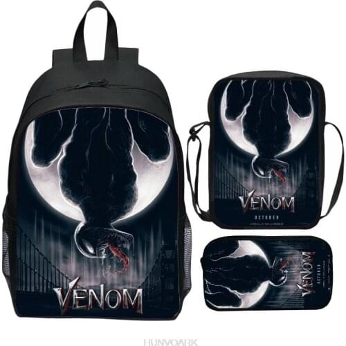 Venom Children School Bag 3pcs for Toddler 3D Printing Kids Schoolbag Boys Girls Kindergarten Backpack Mochila infantil