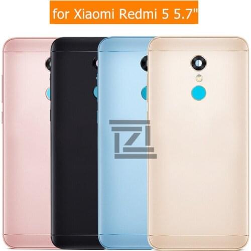 For Xiaomi Redmi 5 Battery Back Cover Metal Rear Door Housing + Camera Glass Lens + Side Key Replacement Repair Spare Parts