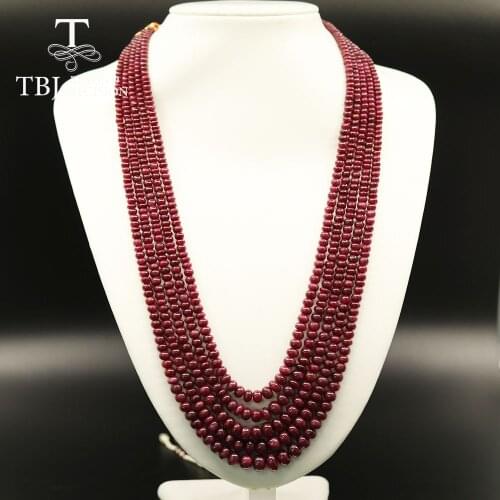 Luxury natural Ruby gemstone Necklace 5 strands handmade gemstone party necklace for women mom wife best gift wedding Tbj