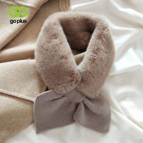 GOPLUS Winter Womens Scarf Warm Soft Korean Style White Patchwork Knitted Faux Fur Scarf Women Female Autumn Echarpe Femme