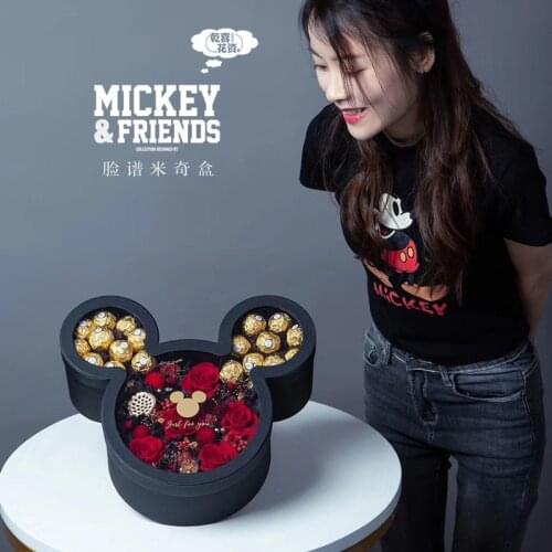 1pcs Mickeys Face Box Flower Arrangement Box PVC Transparent Wedding Companion Gift Box Floral Material Flower Box