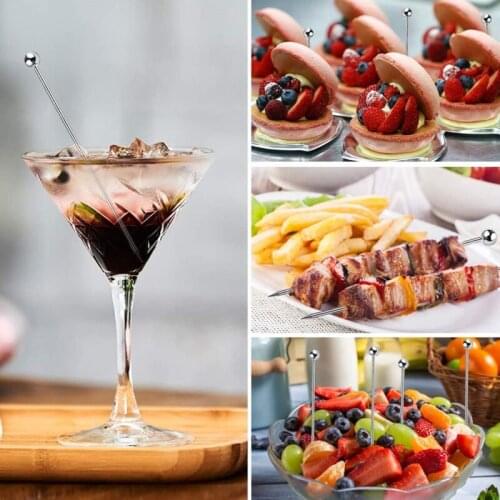 1pc Stainless Steel Cocktail Picks Practical Fruit Pick Useful Stirring Stick Party Supplies For Home Bar
