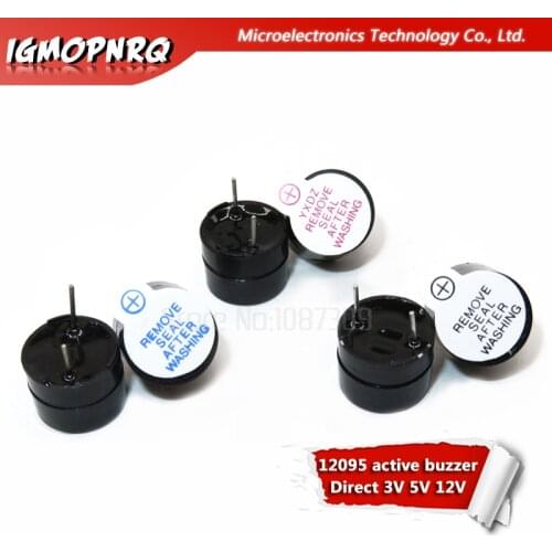 10pcs 12095 active buzzer Direct 3V 5V 12V long voice 12*9.5MM diameter 12MM black red blue label