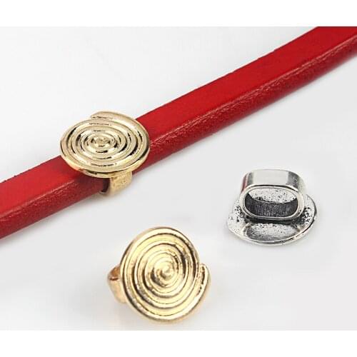 10pcs Swirl Pattern Slider Spacer Fit for 10*6mm Licorice Leather Cord Jewelry Making Accessories