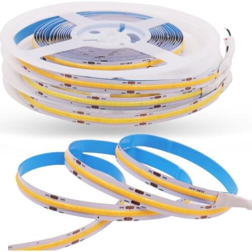 DC 12V 24V COB LED Strip RA90 High Density FOB COB Flexible LED Strip Light Natural White 4000K/ Cool White 6000K 5m