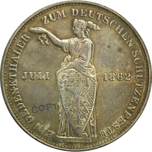 1862 Germany 1 Thaler Cupronickel Plated Silver Collectibles Copy Coins