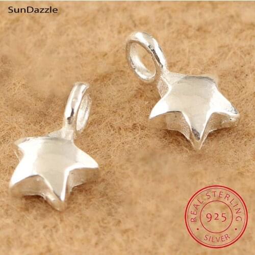 2pcs Genuine Real Pure Solid 925 Sterling Silver Star Pentagram Pendant for Necklace Bracelet DIY Jewelry Making Findings Charms