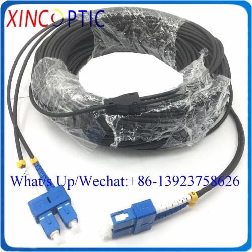 2Cores SM 60M LC-SC Optical Patch Cord,2F Single mode G657A SC/PC-SC/LC/FC Outdoor Armored LSZH 3.0mm Duplex Fiber Jumper Cable