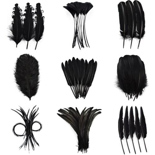 20Pcs Black Pheasant Feathers for Crafts Wedding Party Decoration Cock Goose Ostrich Feather DIY Accessories Dream Catcher Plume