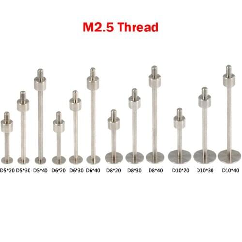 5mm 6mm OD 20mnm 30mm 40mm Length M2.5 Thread T Type Shape Round Pan Disk Gauge Micrometer Tip Lever Dial Test Indicator Probe