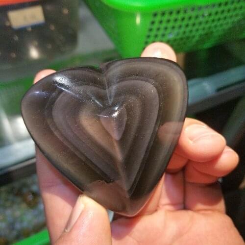60MM Beautiful natural Rainbow obsidian Stone carved Hearts for decoration