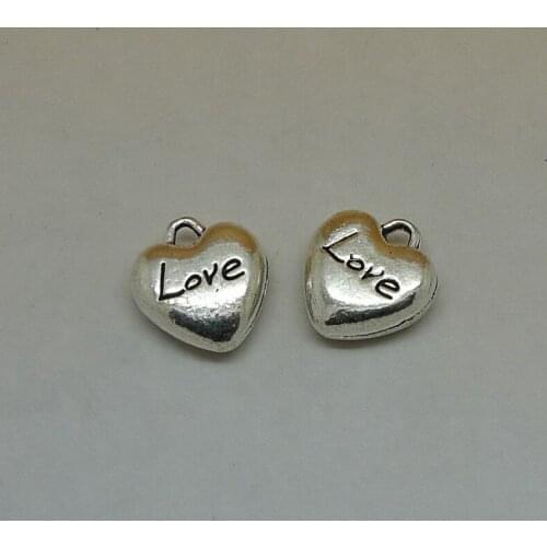 ALYMMO 8 Pcs/lot Vintage Heart Charms 12x12mm Love in The Heart Diy Jewelry Findings
