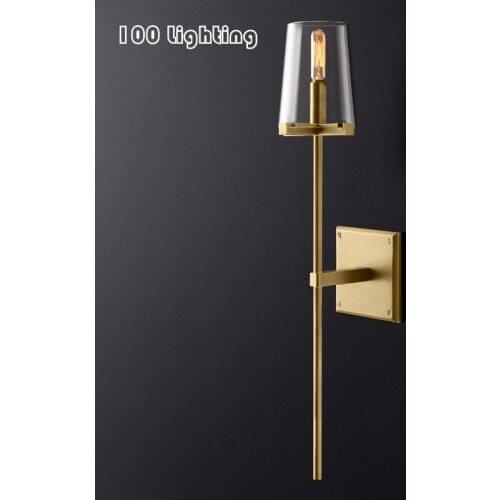 American Retro Bedroom Bedside LED Wall lights Surface Mount Clear White Glass Aisle Bathroom Light Home Wall Sconce Wall Deco