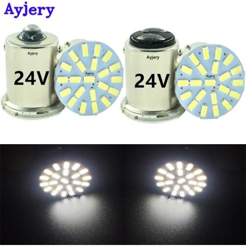 AYJERY 100pcs DC 24V 1156 BAY15S P21W 3014 22 SMD Car Led Turn Parking Signal Lights Brake Tail Lamps Auto Rear Reverse Bulbs
