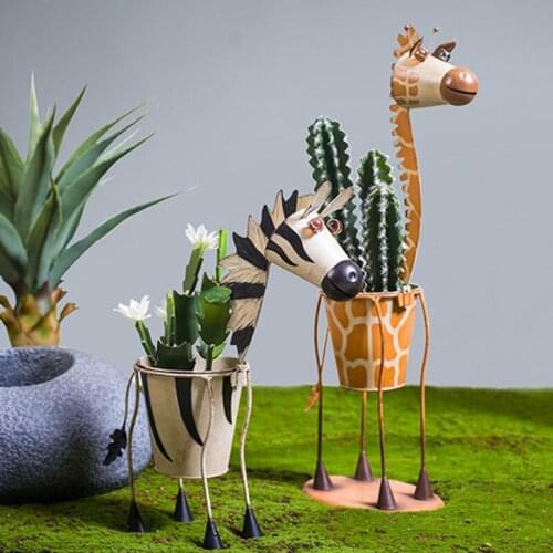 Flower Pot Iron Animal Flowerpot Nordic Modern Floor Flower Vase Home Garden Decoration Ornaments Creativity Plant Pot Holder