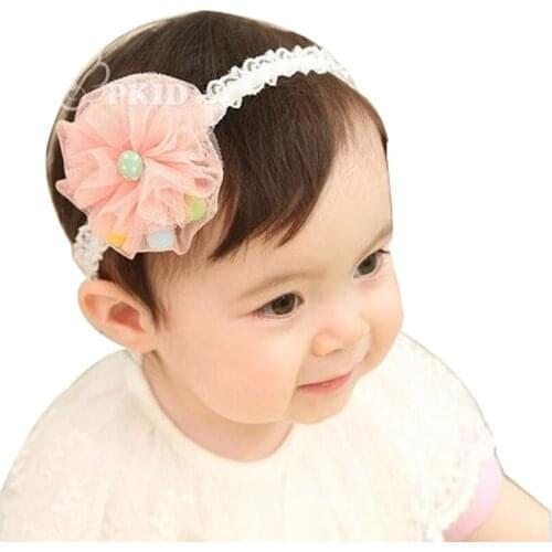 Kids Hair Band Kawaii Baby Gum Hair Accessories for Infant Girls Flower Lace Hairband Children Elastic Head Band 3 PCS / Lot