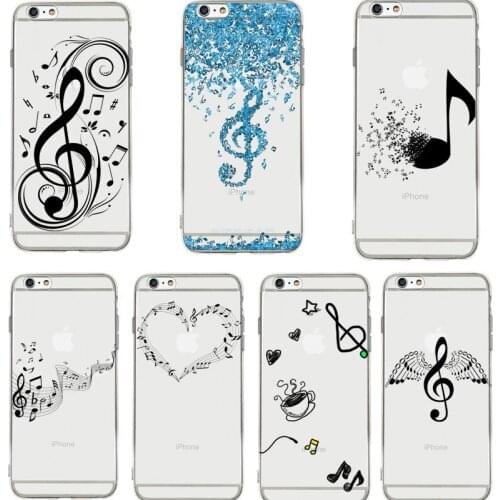 DIFFRBEAUTY Cartoon Music Notes Wings Phone Case Coque For iPhone XR 6 6S Plus X 5 SE Plus Clear Phone Cover For iPhone 8 7 Plus