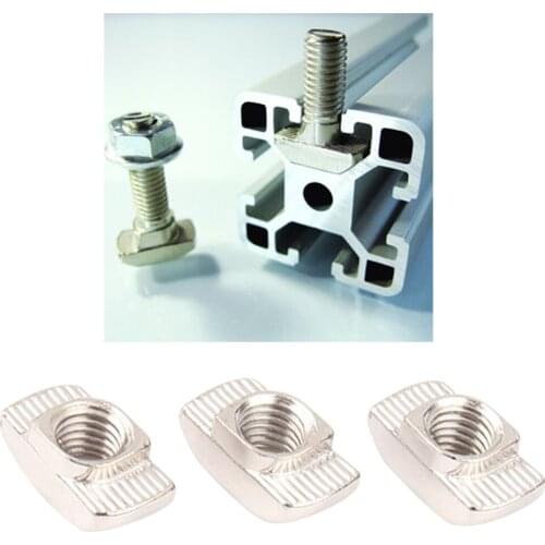 20/50pcs T-Nut M3/M4/M5 For 20 Series Slot T-Nut Sliding T Nut Hammer Drop In Nut Fasten Connector Nut Woodworking Accessories