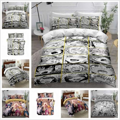 Ahegao Anime Face Home Textile Pillow Case 3D Bed Linen Duvet Covers Comforter Bedding Sets Bed Set Home Decor Bedding