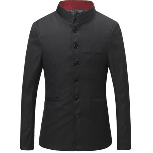 Japanese Style Red Stand Collar School Uniform Men Slim Tunic Suit Jackets