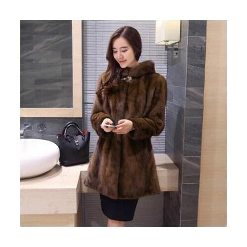 S/6Xl Large Size Hooded Casual Imitation Mink Fur Jackets Long Section Fake Fur Outwears Plus Size Fake Fur Overcoats K518