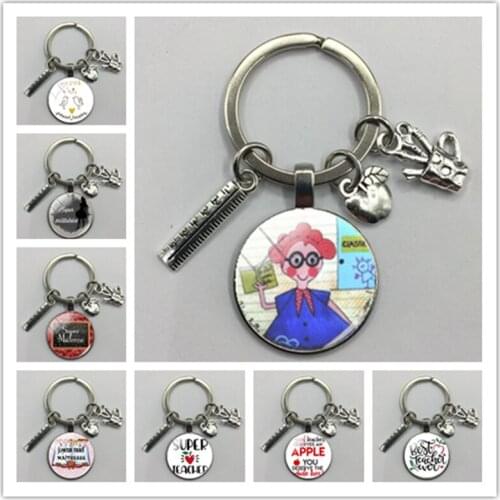 New Teachers Day Gift Glass Keychain Creative Holiday Gift Keychain Keyring