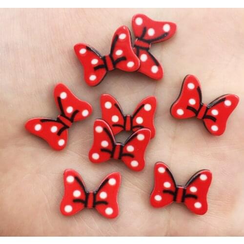 Lovely Colorful Red Dot Bow Flat Back Acrylic Sheet Miniature Pattern Applique DIY Wedding Scrapbook Home Decor Crafts OF861