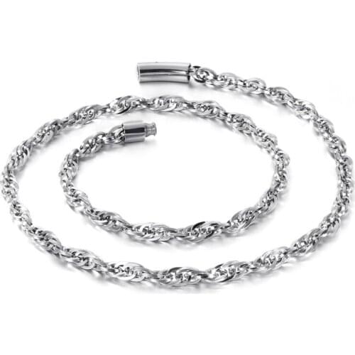 5MM/ 7MM 26 INCH (66cm) stainless steel Fashion Rope Link Chain necklace hip-hop mens jewelry bling