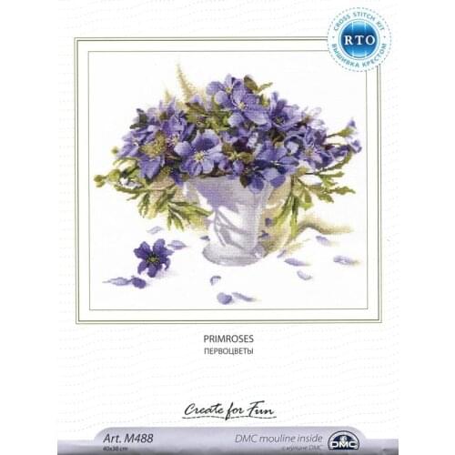 11/14/16/18/22/25/28ct Lovely Counted Cross Stitch Kit Primroses Purple Primrose Flower Flowerrs Bouquet Vase rto