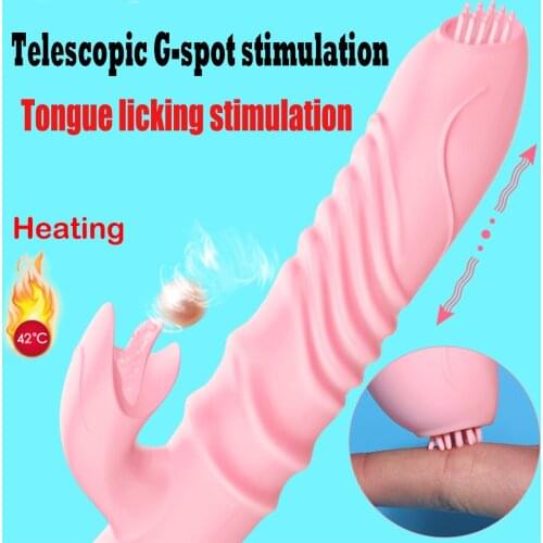 Heating G Spot Dildo Rabbit Vibrator Telescopic Swing Vibration Adult Toys Sex Machine Female Masturbation Sex Toys For Women